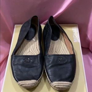 Size 10 black leather Coach loafers